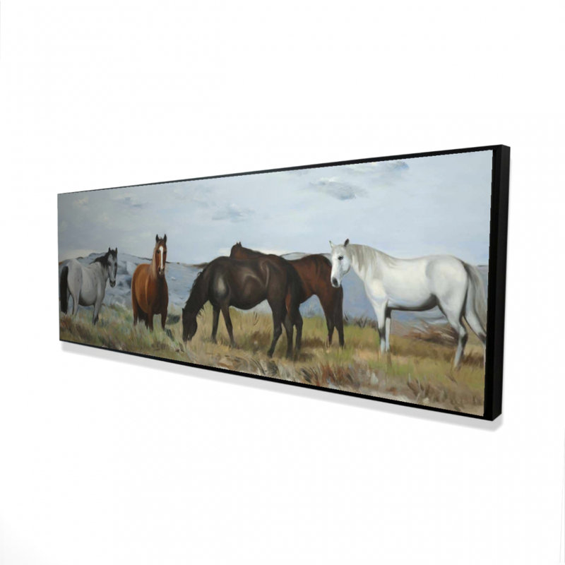 Rustic Horses in Meadow Canvas | Home Decor Framed Art