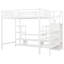 Lit mezzanine en métal avec meuble télé, escalier et garde-robe - White Perfection-451030956