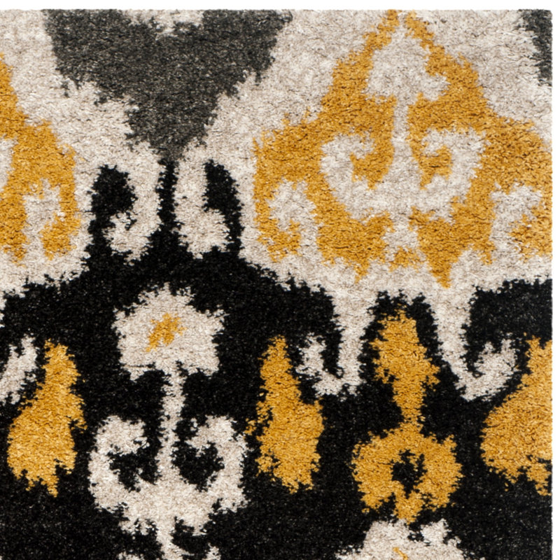 Tibetan Black/Gold/Gray Area Rug, Rectangle 5'1" x 7'6"