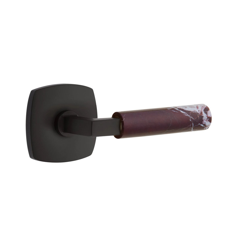 Select Mortaise d'intérieur de passage avec rosette urbaine moderne et L-Sq. Tige, marbre Rosso Levanto, Gauche