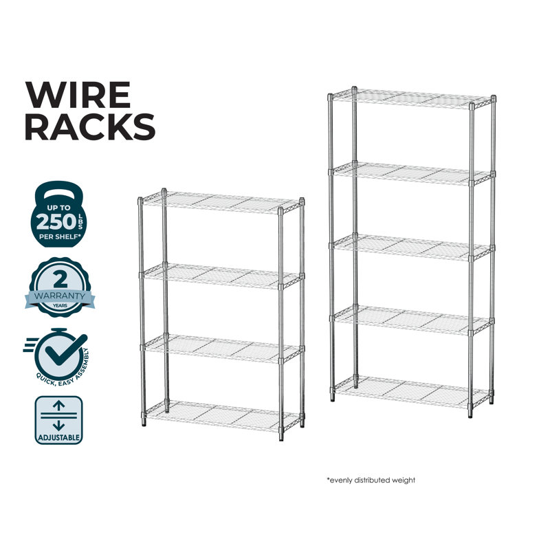 Everest 4-Tier Chrome Steel Utility Shelving Unit