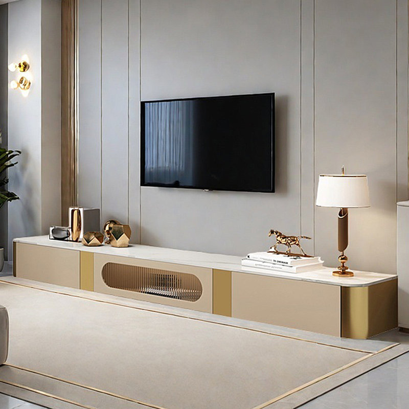 Solid wood high-end creative rock panel TV cabinet, 86.61"