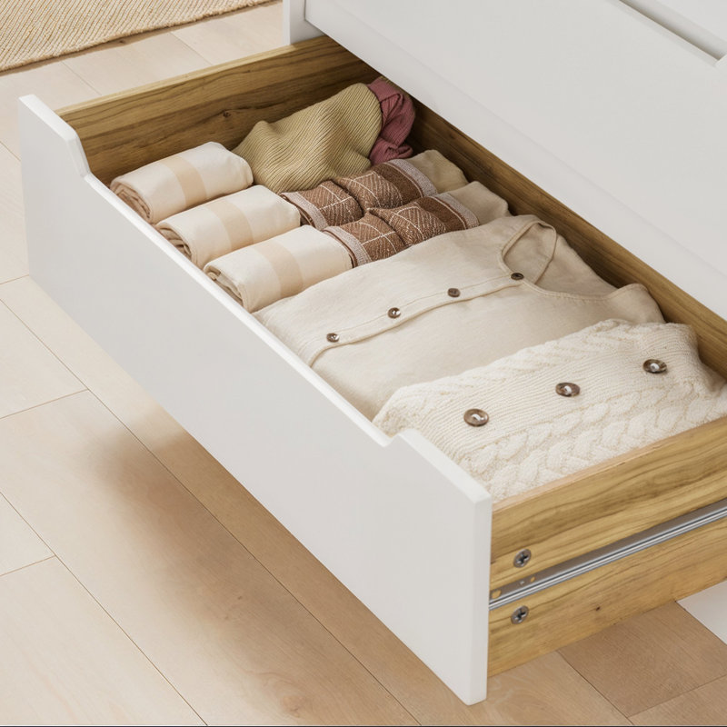 Commode à 6 tiroirs avec poignées dissimulées et armoire de rangement Cherea, Blanc