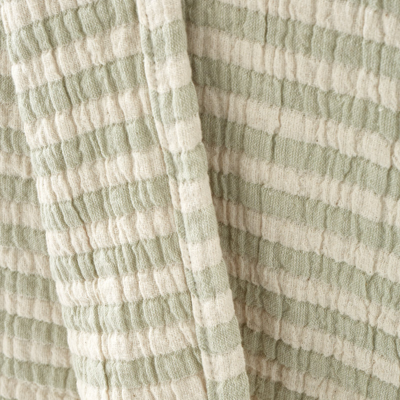Cotton Muslin Stripe 150x200cm Blanket Throw, Green