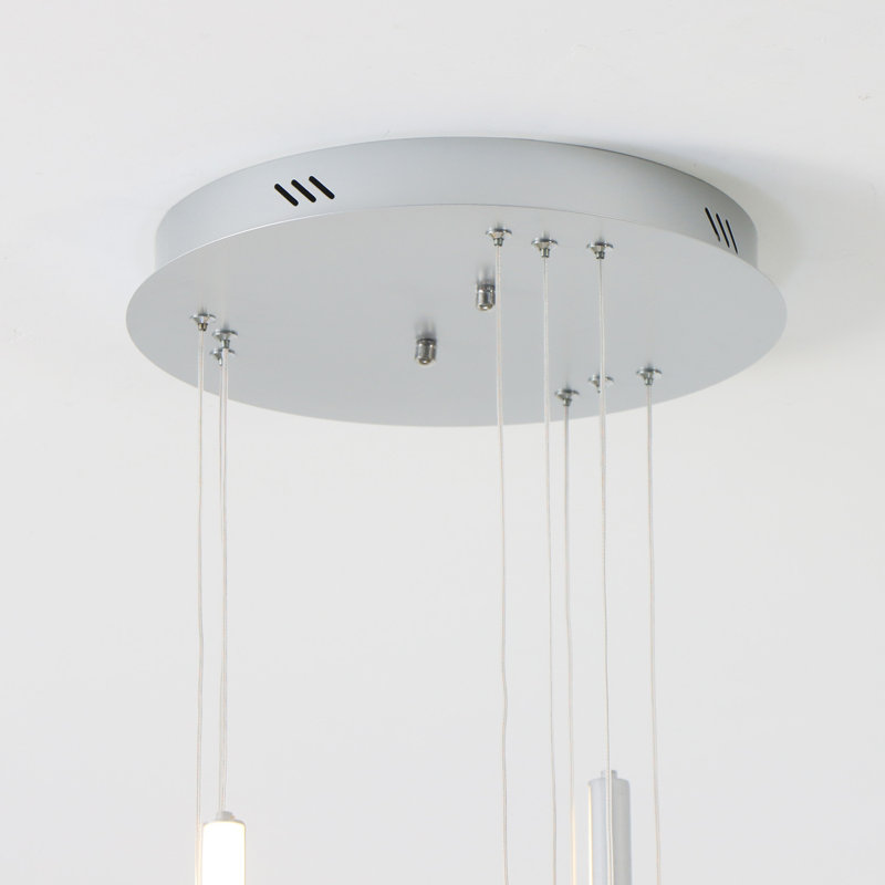 Jancar 6-Light Modern Sputnik Chandelier Stairs Hallway Hanging Pendant Remote Dimmable, Siliver