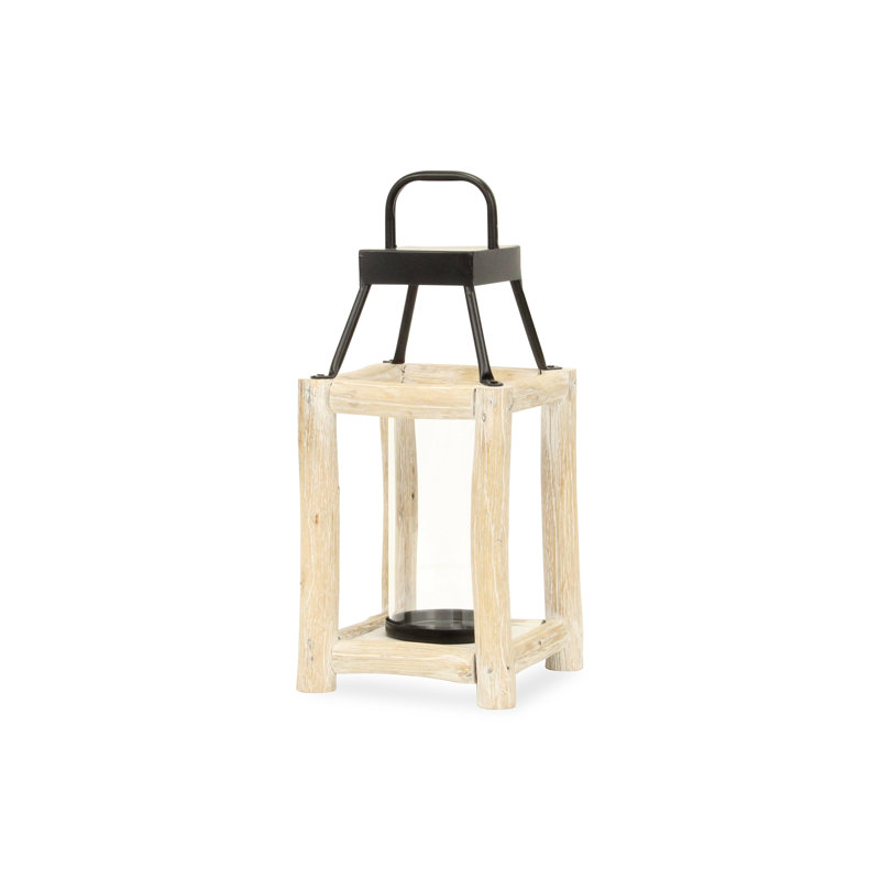 Lanterne de bar décorative en bois blanc, H 14,5 po x l 6,5 po x P 6,5 po