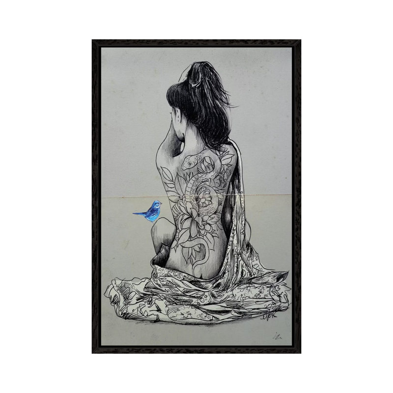 Hope And Serpent by Loui Jover - Painting on Canvas, 66.04cm H x 45.72cm W x 3.81cm D, Black Floater Framed