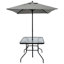 Ensemble de salle à manger d'extérieur pour 4 personnes, ensemble de table et chaises en métal avec parasol, noir