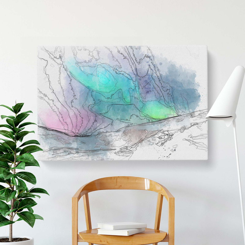 The Northern Lights Aurora Borealis In Abstract - Wrapped Canvas Print, 60cm H x 91cm W x 3cm D