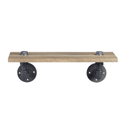 Arrion Industrial Rectangular Wall Rack with 1 Shelf in Oak and Sandy Black
