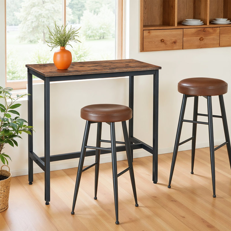 Bar Table, 35.4"H x 39.4"L x 15.7"W, Rustic Brown