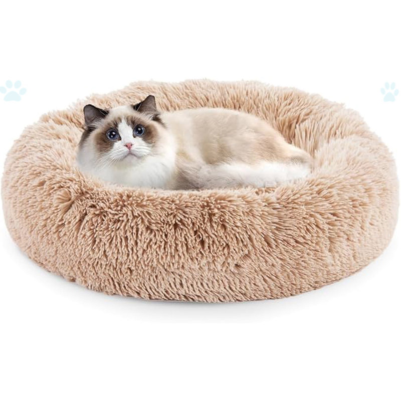 Lit pour chien Donut, lit apaisant pour chiens, lit pour chat lavable, H 7,89 po x l 19,89 po x L 20,07 po, Brun