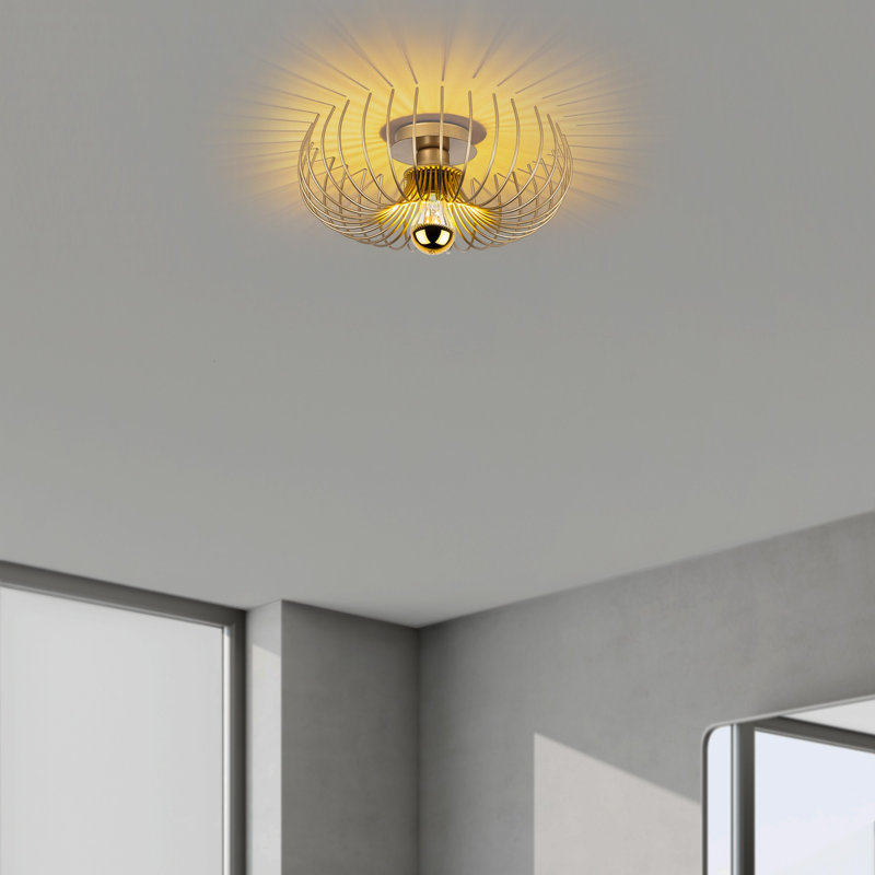Élégant lustre doré de 14,2 po x 14,2 po x 4,7 po | Corps en métal, hauteur non réglable, 1 x douille E27 (40 W maximum) | Parfait pour la salle à manger ou le salon, design élégant et moderne