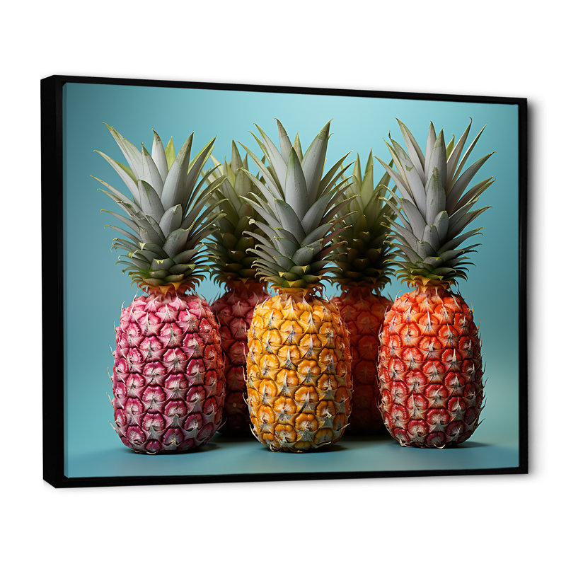 Doux ananas juteux délice I, H 30 po x l 40 po x P 1,5 po, Cadre flottant noir