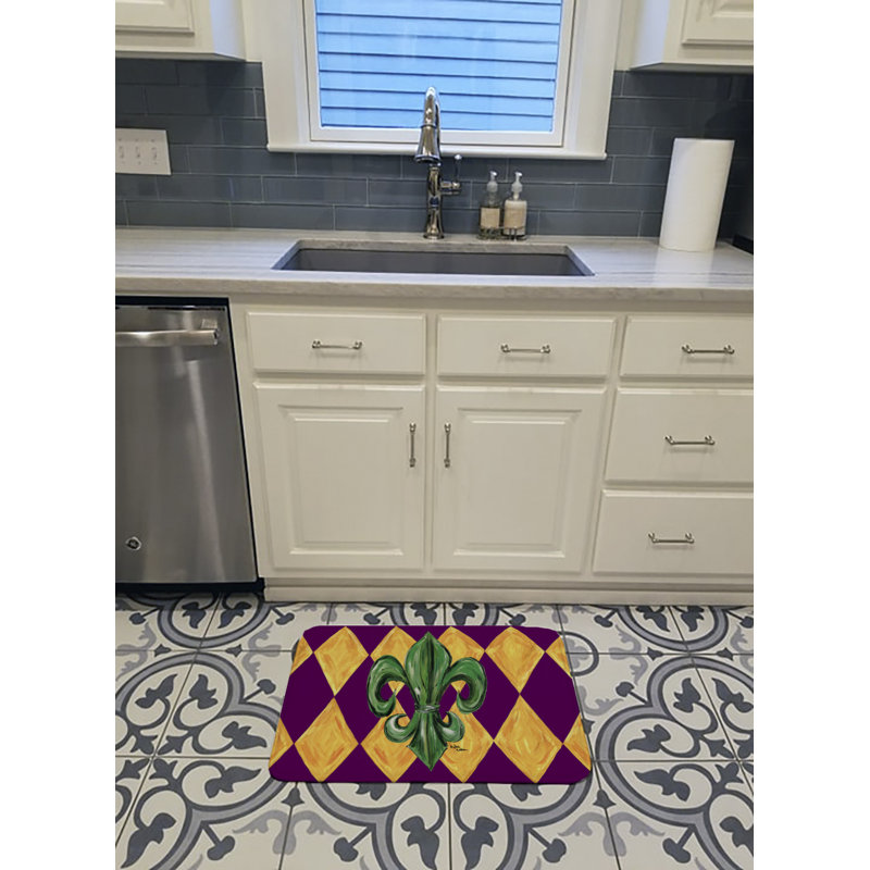 Tapis pour salle de bain à mousse mémoire fleur de lis mardi gras