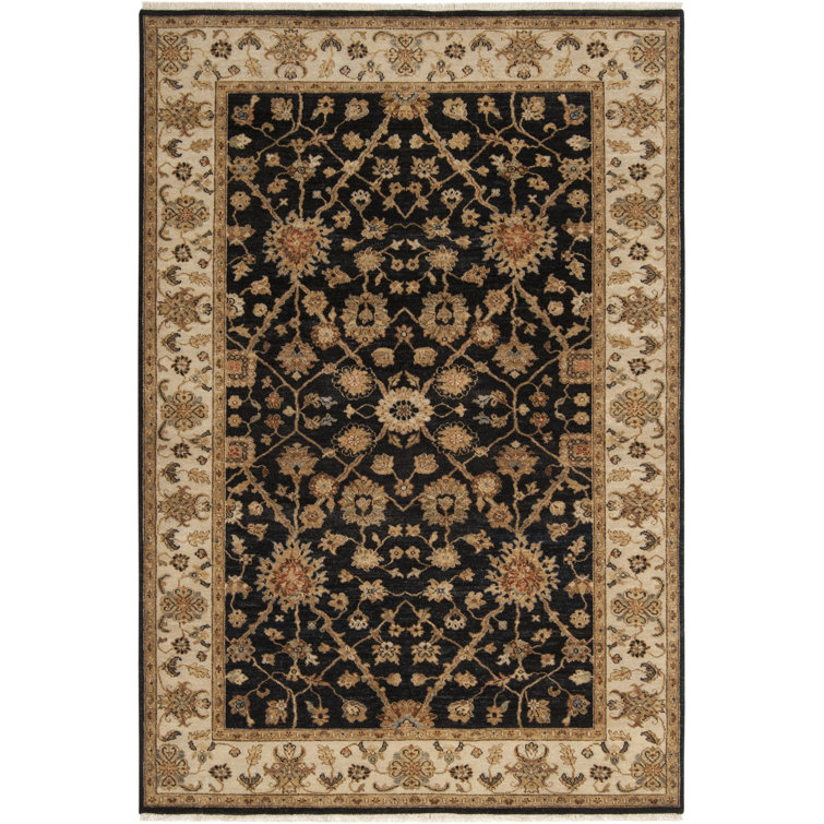 Cambridge Wool Oriental Area Rug in Black