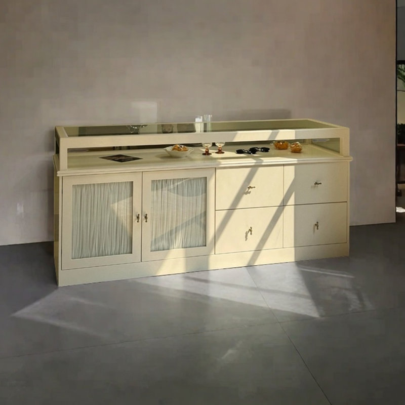 Vitrine d'îlot central de style médiéval, H 35,43 po x l 94,49 po x P 25,59 po