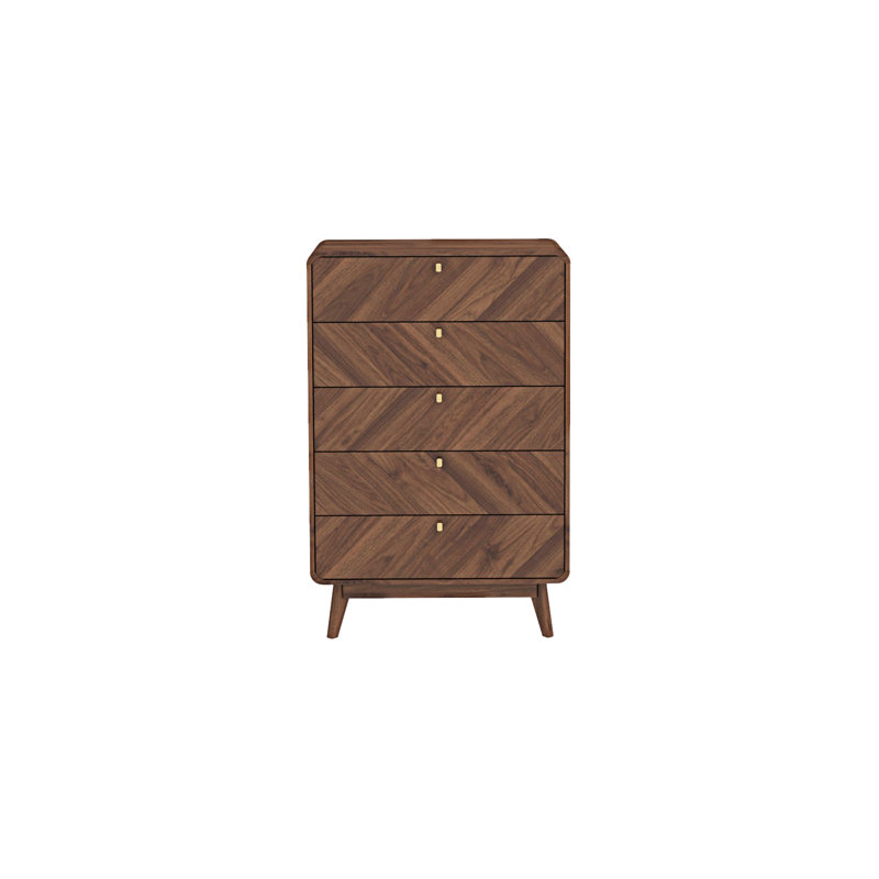 Kalmar 80cm W 5 - Drawer Chest of Drawers, Columbia Walnut