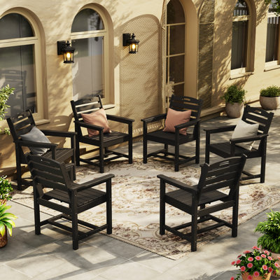 Chaises de salle à manger d'extérieur Hdpe, chaise de patio toutes saisons avec accoudoirs larges