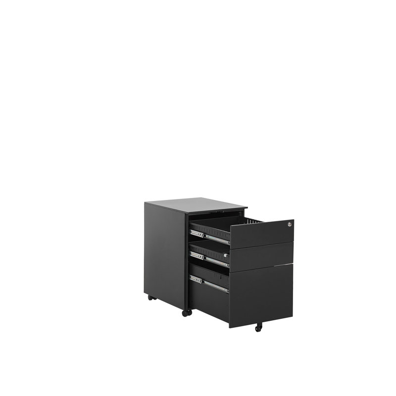 Bronnie 50cm Wide 3 -Drawer Mobile File Cabinet, Black