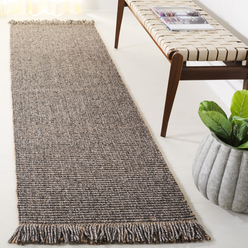 Tapis gris anthracite Natural Fibre 842, Tapis de couloir 2 pi 3 po x 8 pi