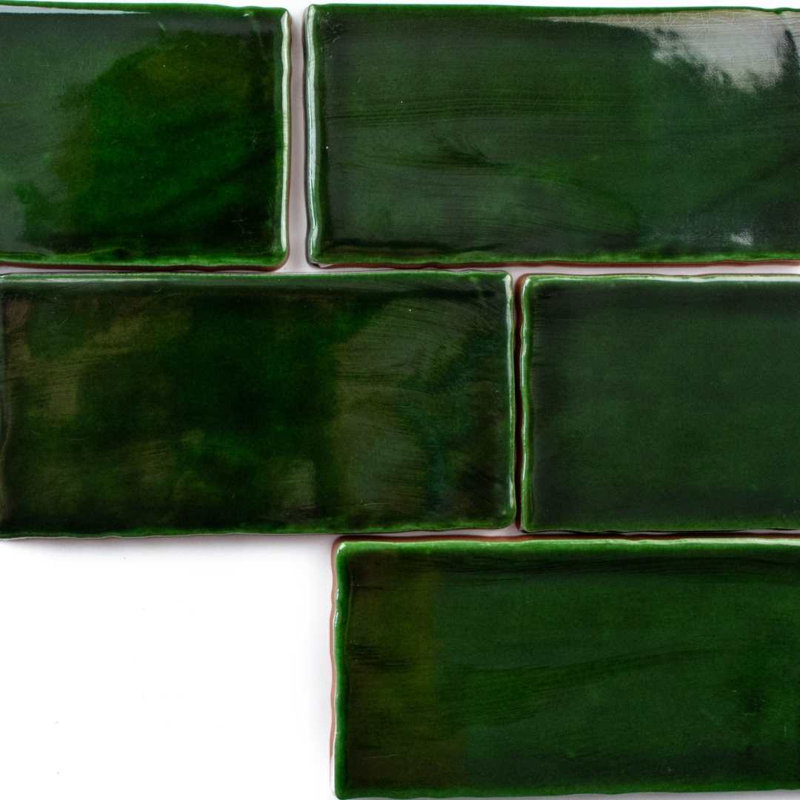 Diana 3" x 6" Ceramic Spanish Subway Tile, Emerald