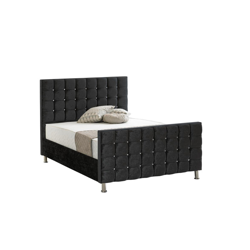 Jordyn Upholstered Bed, Crush Black, Double (4'6)