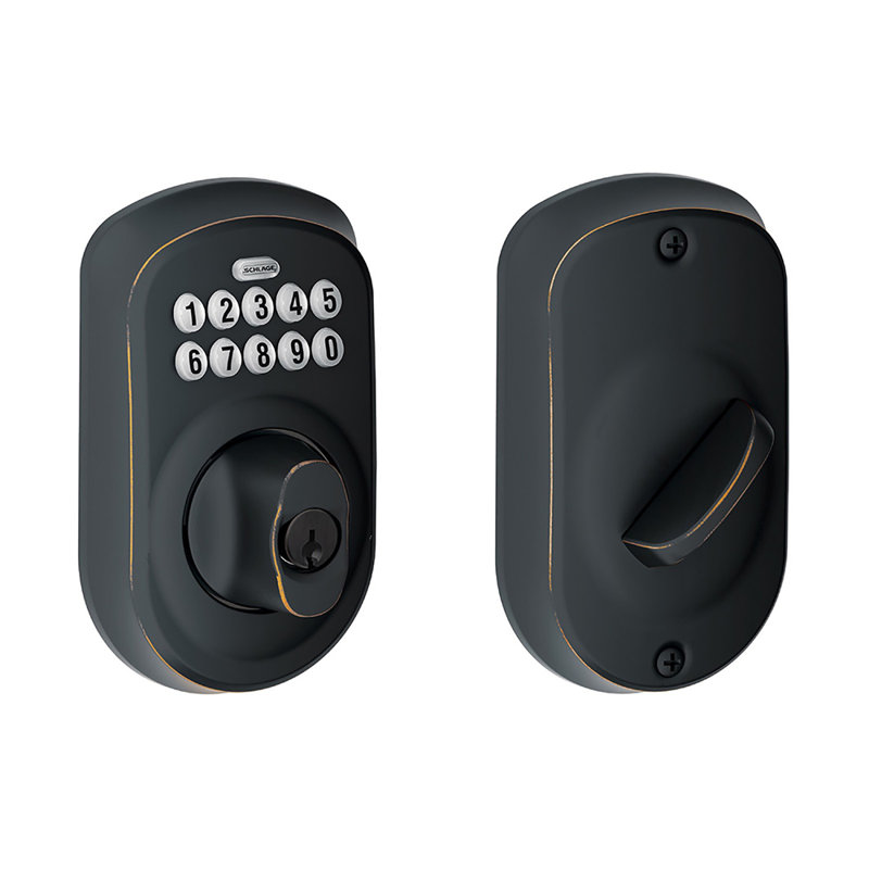Schlage Keypad Deadbolt with Plymouth Trim, Aged Bronze