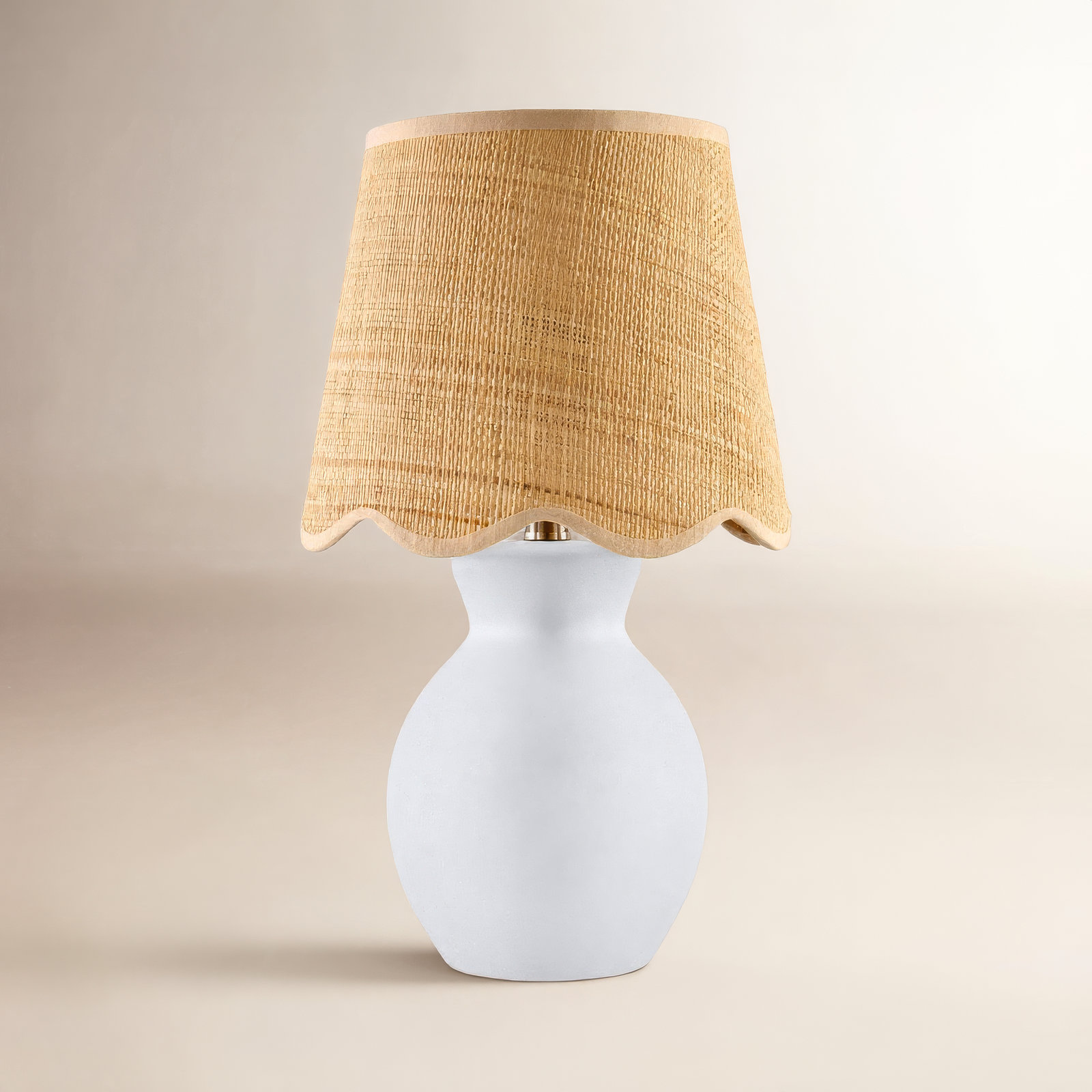 Momsen Scallop Shade Matte Lamp, White, Natural, 15"H x 8"W x 8"D