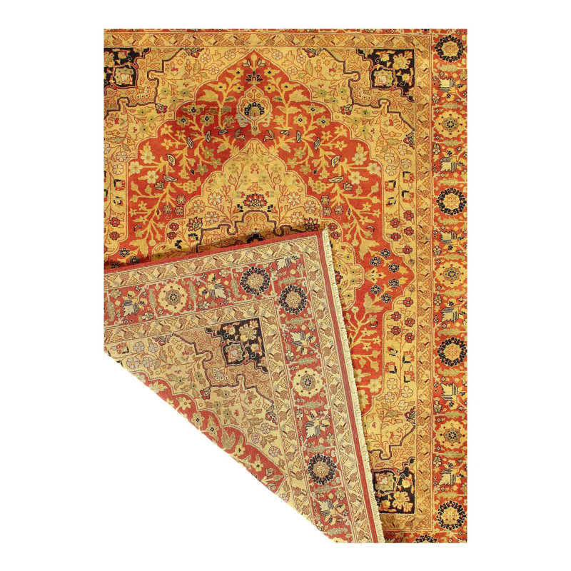Tapis oriental rouge / ivoire en laine / coton fait à la main 5 pi 3 po x 6 pi 11 po Oriental