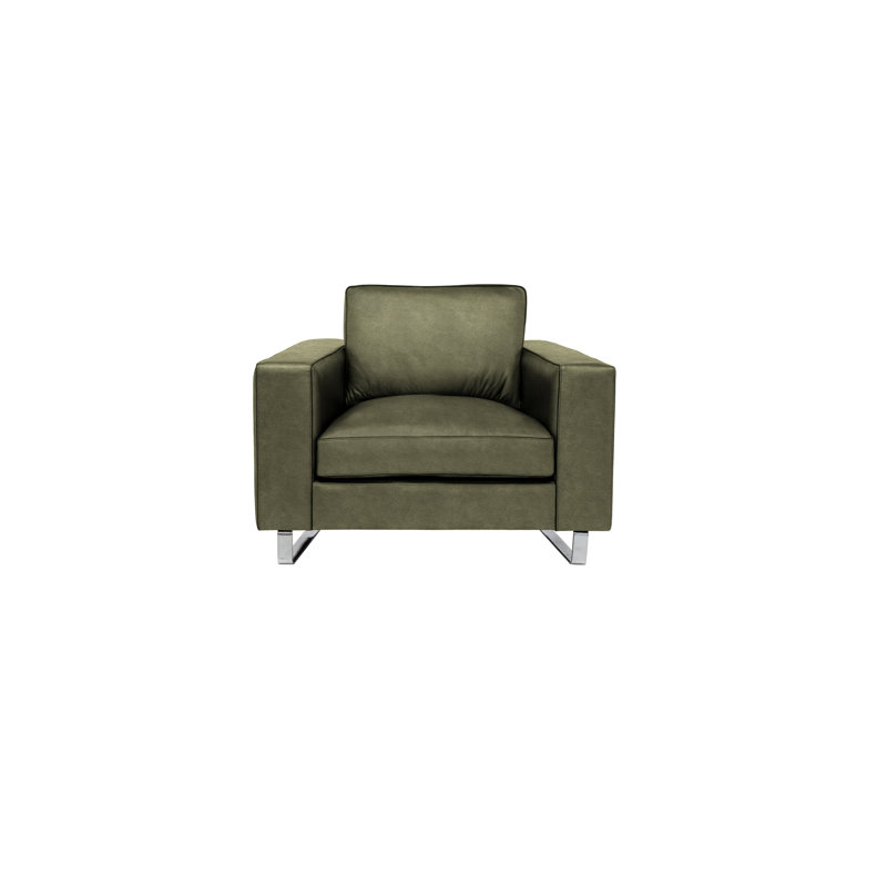 Soho Leather Armchair, Wolf Verdeca Genuine Leather, Stainless Steel
