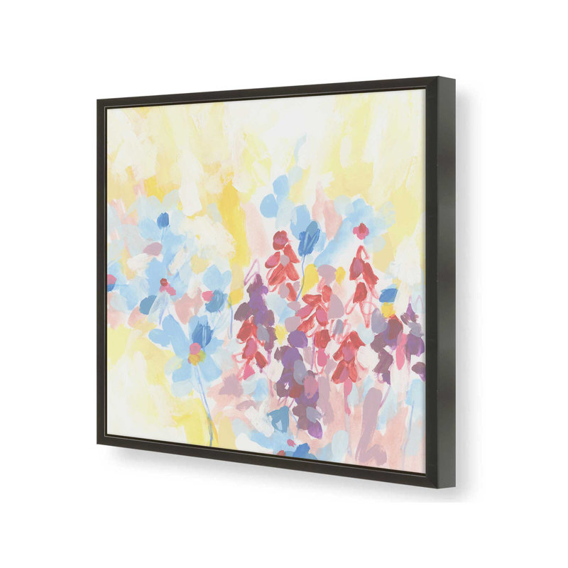 «Bright Abstract Wildflowers I» par June Erica Vess, reproduction d'art, H 12 po x l 12 po, Noir