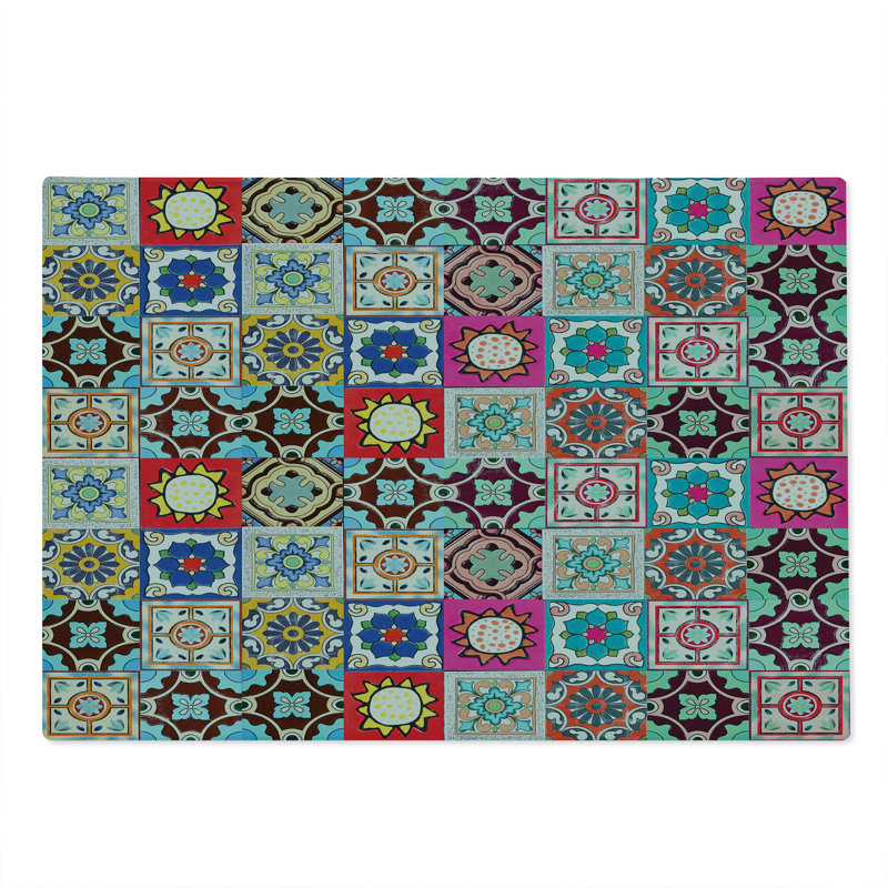 Multicolore carreaux de mosaïque géométrique Ambesonne
