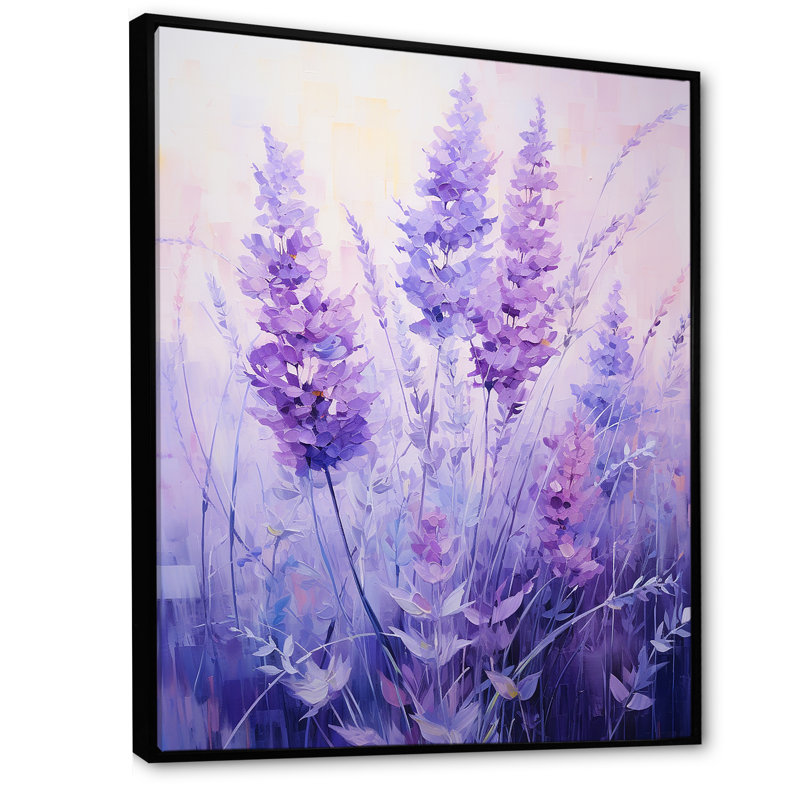 Lavande, sérénité, art floral, H 40 po x l 30 po x P 1,5 po, Cadre flottant noir