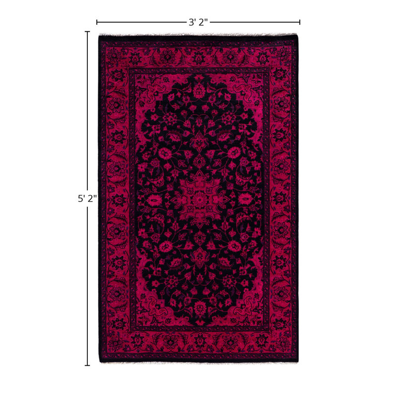 Overdyed One-of-a-Kind 3' 2" X 5' 2" Hand Knotted Area Rug