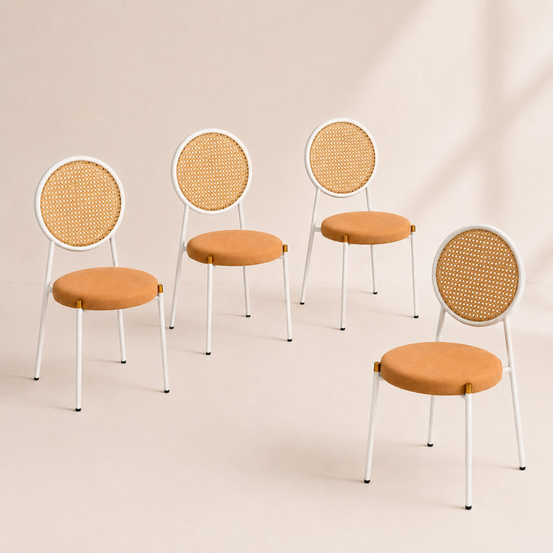 Chaise de salle à manger en rotin Charlotta, 4, Brun