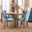 Chaise haute de salle à manger avec coussin en mousse et ressorts en acier, bleu, pieds réglables en velours bleu Sw2001lb-1820194530