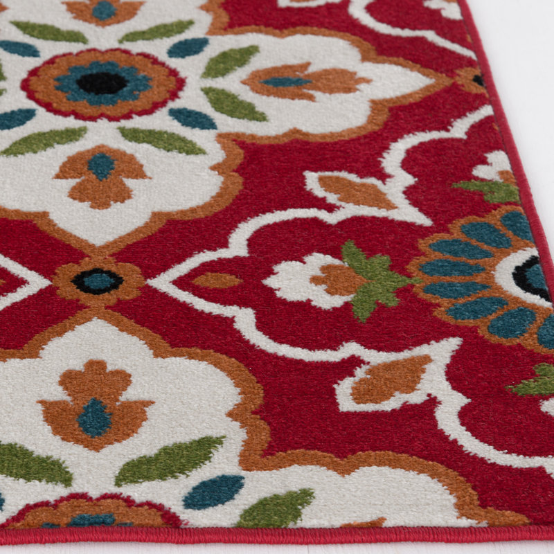 Tapis intérieur / extérieur rouge Tinsman, Rectangulaire 2 pi 2 po x 7 pi 3 po