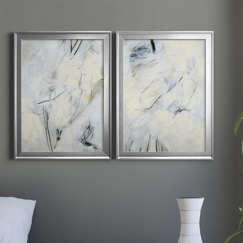 «Liminal Space I», ensemble de 2 peintures sur toile encadrées, H 24,5 po x l 37 po x P 1 po, Argent