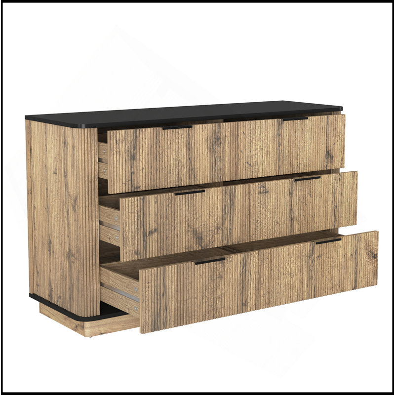 Armoire moderne en MDF multifonctionnel à six tiroirs, la combinaison parfaite de coins arrondis et de design multifonctionnel