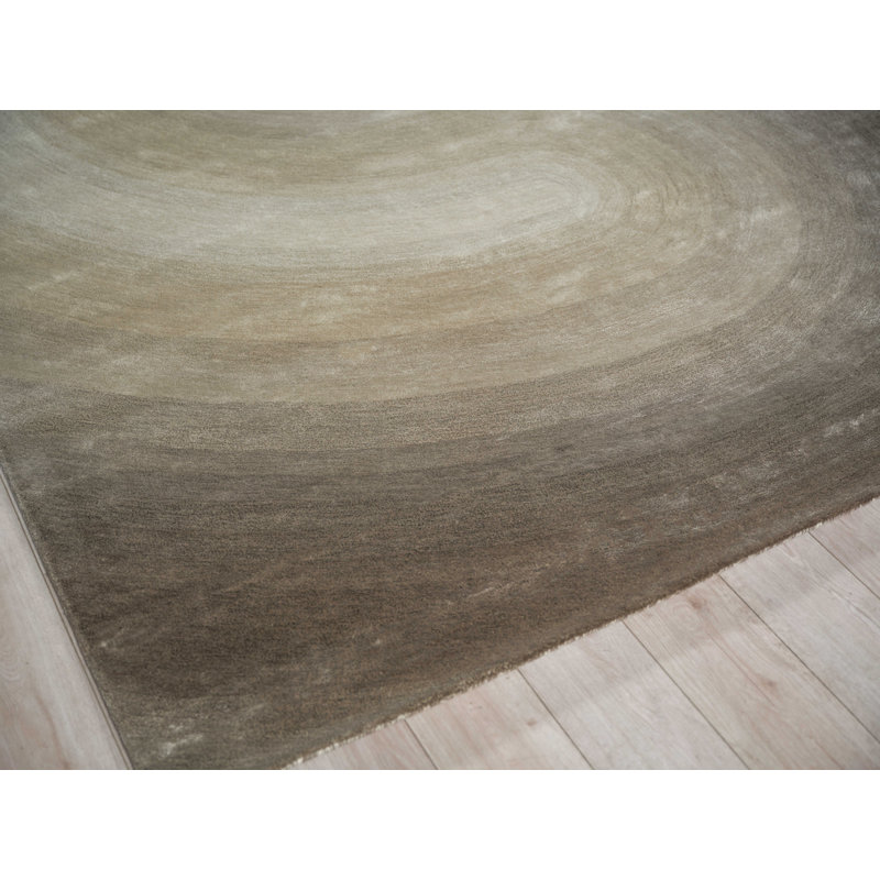 Mitomo Handmade Wool/Bamboo Silk, Taupe Area Rug, Rectangle 9' x 12'