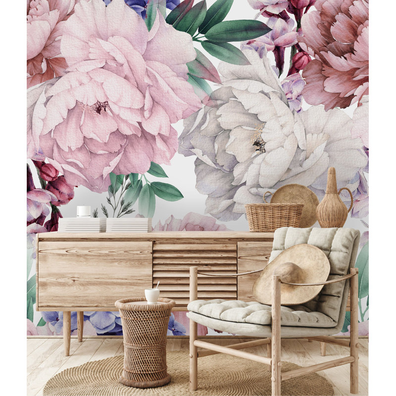 Austris Floral Wall Mural, 10.41" L x 125" W, Vinyl