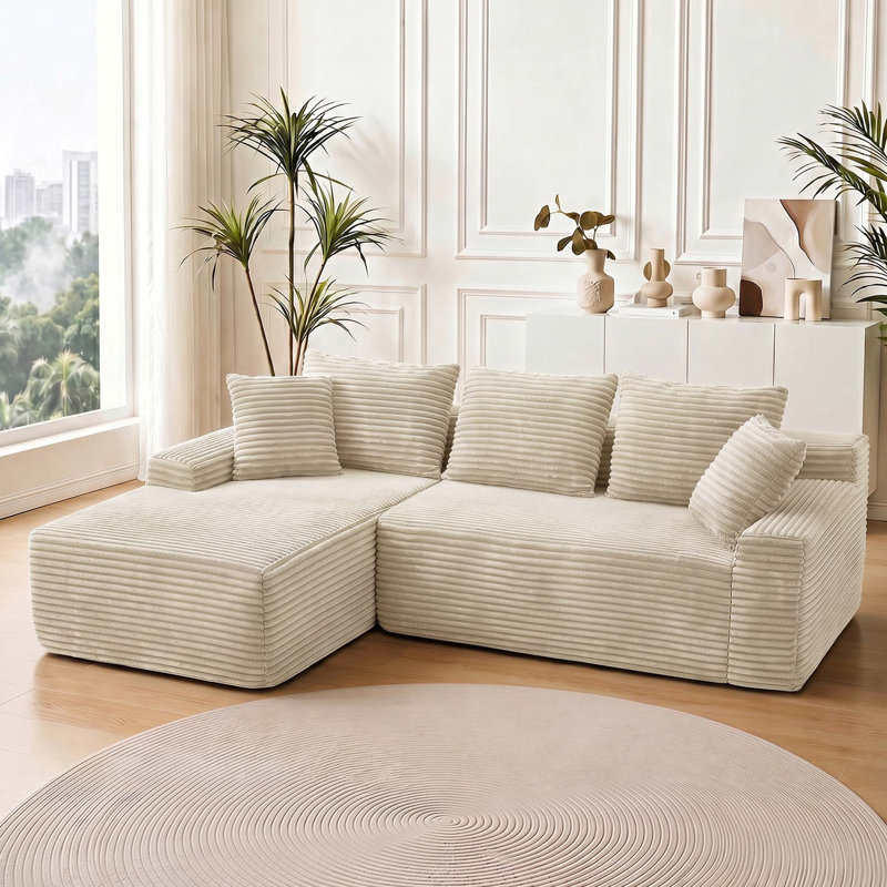 Canapé d'angle modulaire Cloud Couch avec soutien ergonomique et rangement, Beige Corduroy