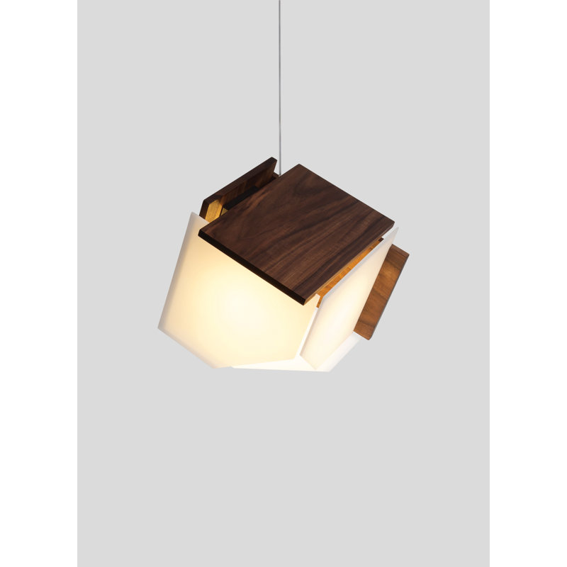 Mica 1 - Light LED Unique/Statement Pendant, Dark Stained Walnut, 2700K (Warm)