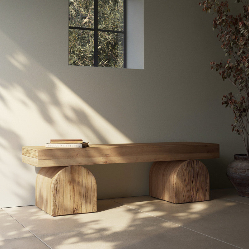 Francois 60" Solid Wood Bench, Reclaimed Natural Elm