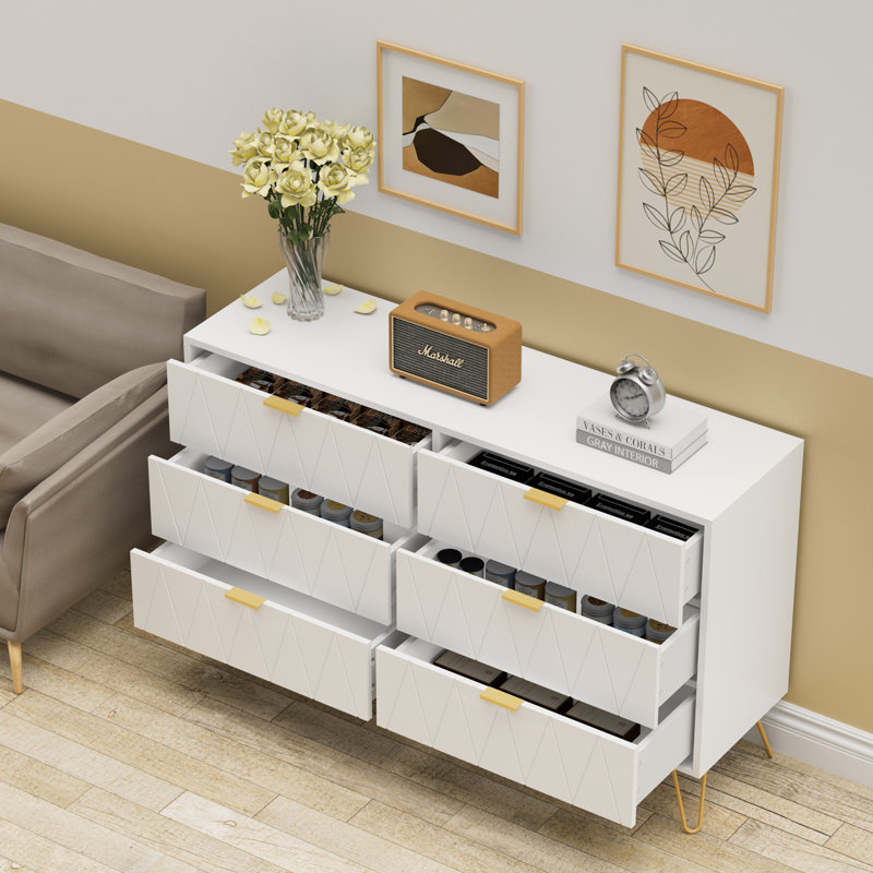 Marable 47.24'' W 6 - Drawer Dresser, White