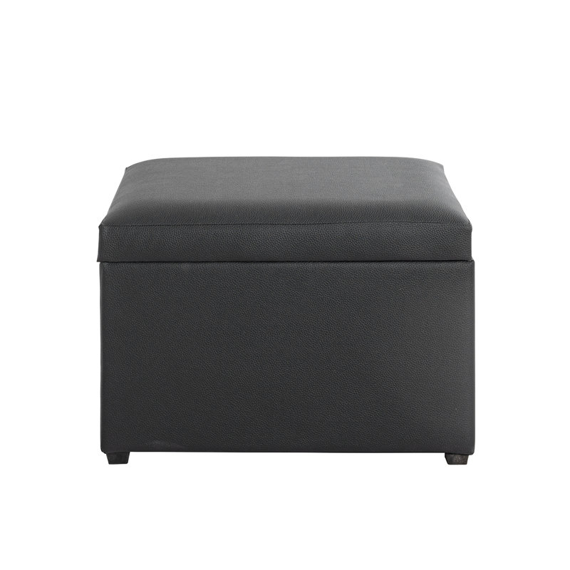 Nolley 58cm W Faux Leather Rectangle Ottoman with Storage