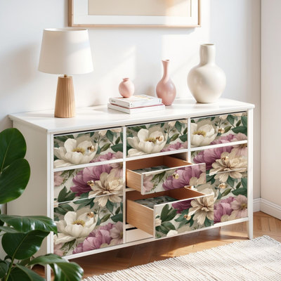 Papier peint auto-adhésif Pivoines adhésives luxueuses, vignes lumineuses, vignes lumineuses, adhésif et amovible 17,7 po x 118 po (45 x 300 cm)
