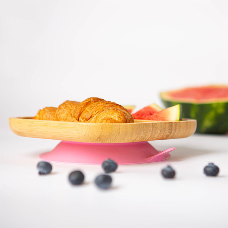 Tiny Dining Children's Bamboo Plate Suction Cup, Pink