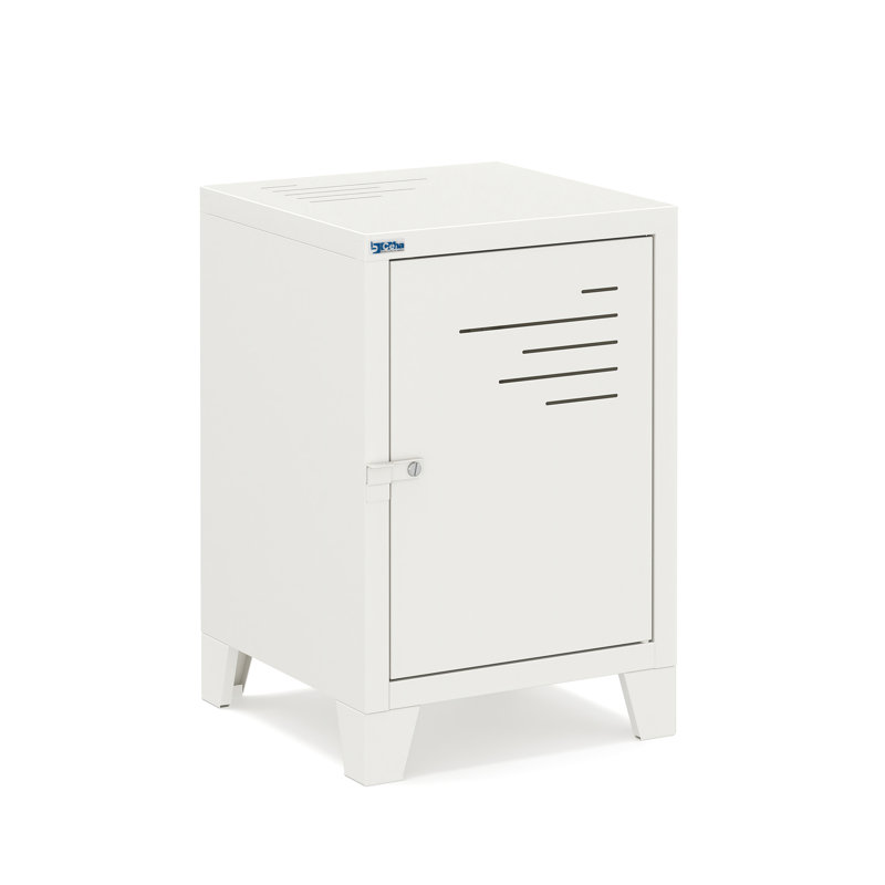 Table de chevet en acier, Blanc